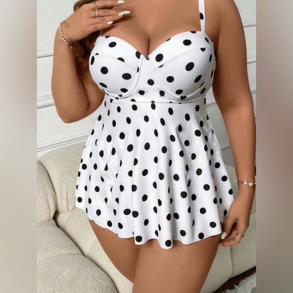 SHEIN Other - New SHEIN White and Black Polka Dot Swimsuit Size 2x